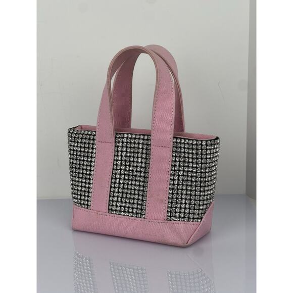 ALEXANDER WANG Mini Cruiser Pink Canvas Crystal Tote Bag - Picture 2 of 14